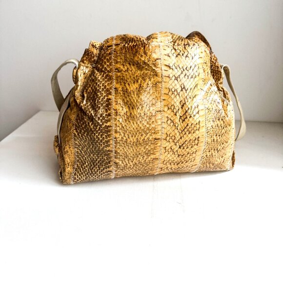 Vintage Clemente Snakeskin Leather Cinched Detail Crossbody - Picture 6 of 13
